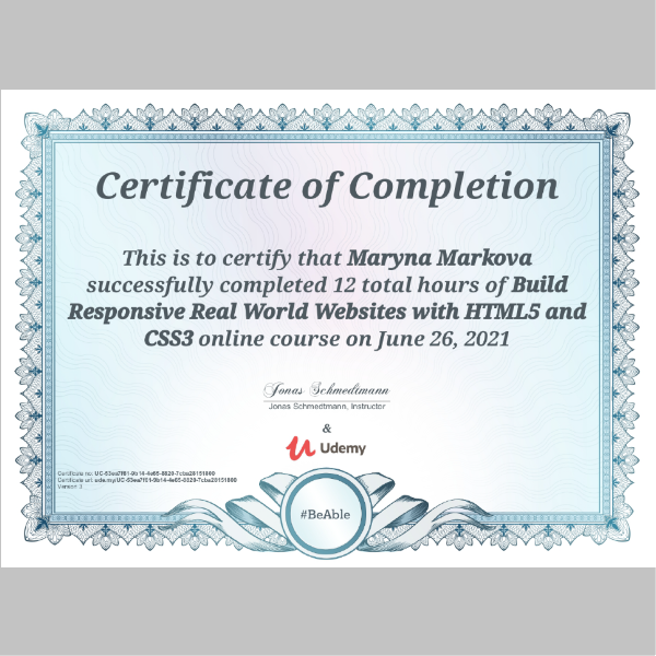 HTML5 & CSS3 Certificate